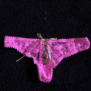 PINK Leopard print thong NWOT
